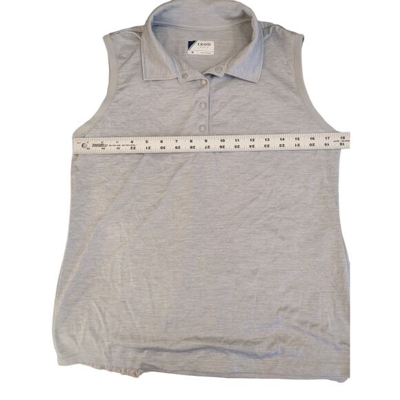 Izod Golf Polo Top Womans Medium Gray Sleeveless Collared Polyester Blend - Picture 3 of 6